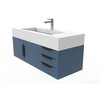 Castello Usa Nile 48" Wall Mounted Blue Vanity With White Top AndAnd Black Handles CB-MC-48BLU-BL-2053-WH